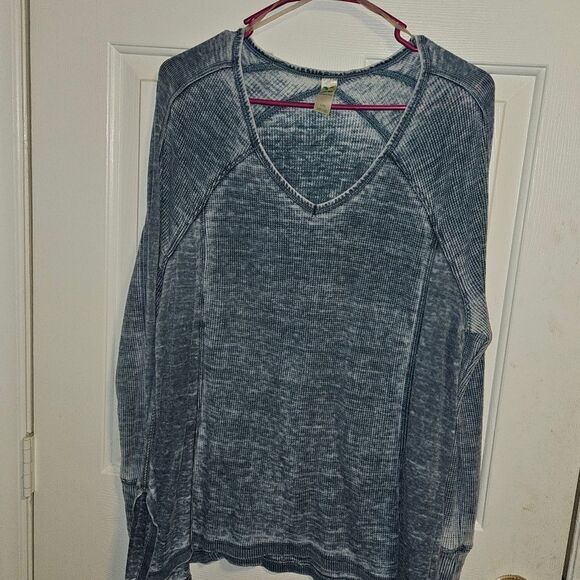 GREEN TEE OVERSIZED WOMENS TOP size L blue - Picture 3 of 4